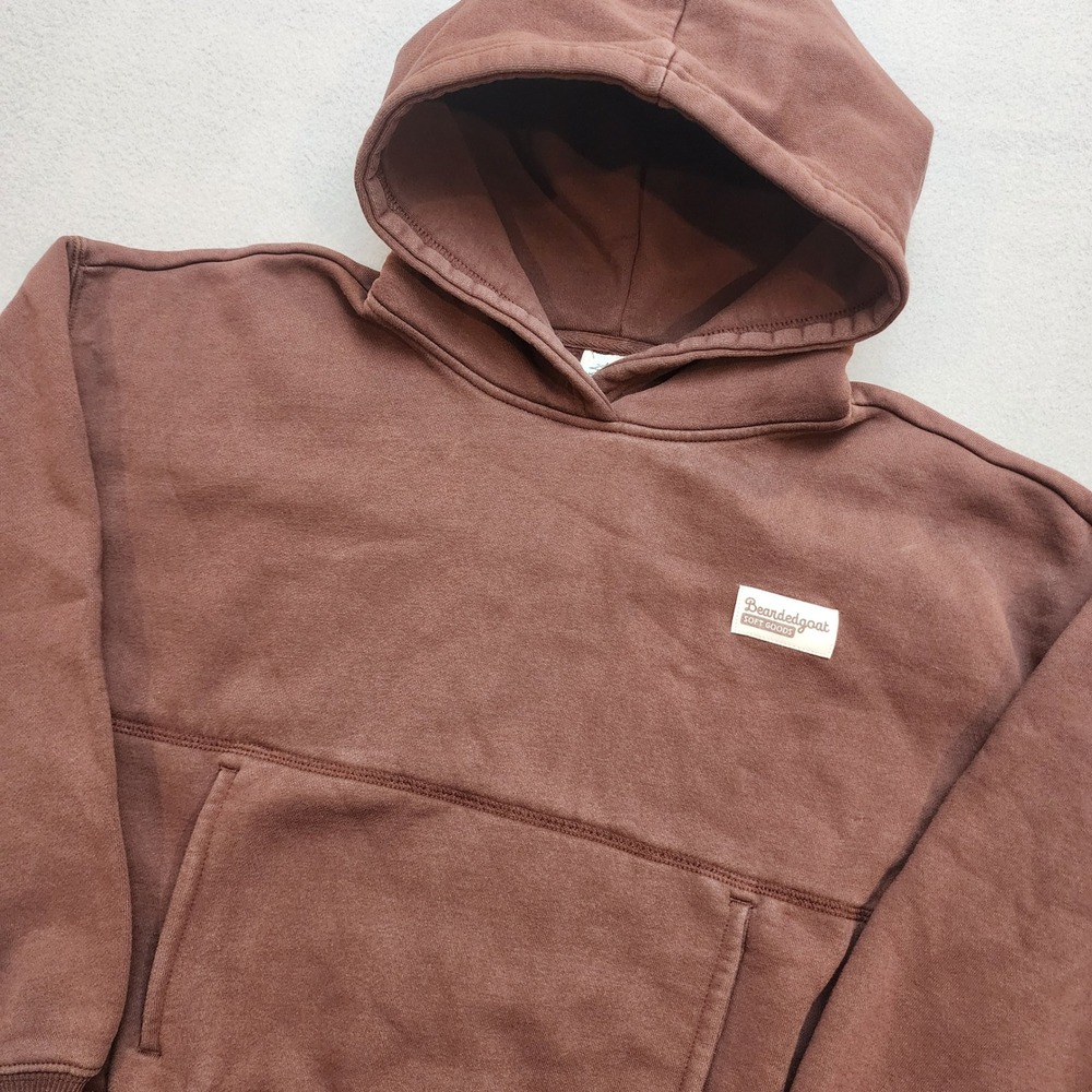 Beardedgoat Soft Goods Brown Hoodie Womens Medium Boxy Fleece Sweatshirt M